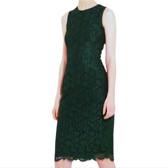 NWT Dolce & Gabbana Dark Green Lace Sleeveless Mid-Length Sheath Dress Size 42 - Picture 5 of 9
